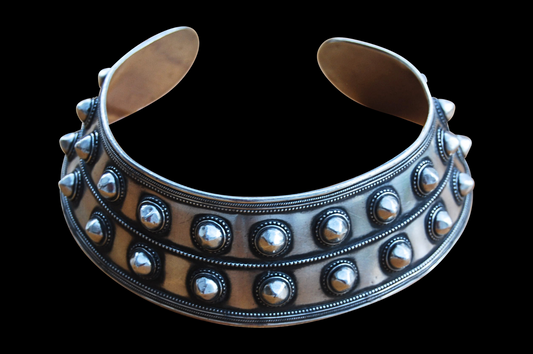 Studded Choker Torc Silver Necklace