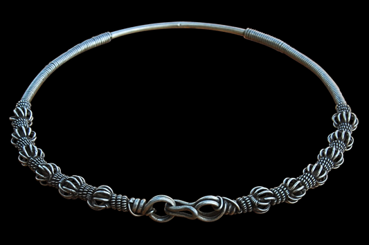 Silver Coiled Torc Necklace From India