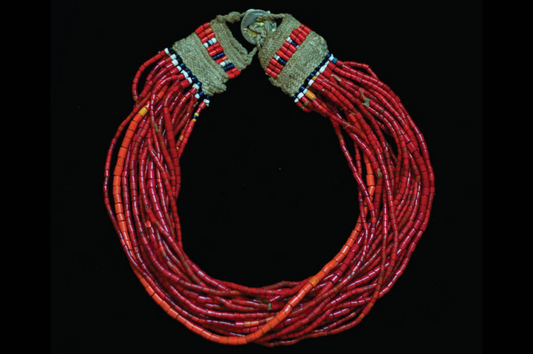 Naga Glass Red Bead Multi Line Necklace